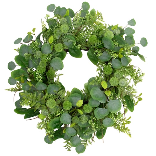 24" Seeded Eucalyptus & Sweet Gum Flowers Spring Artificial Wreath By Northlight in Green | Michaels®